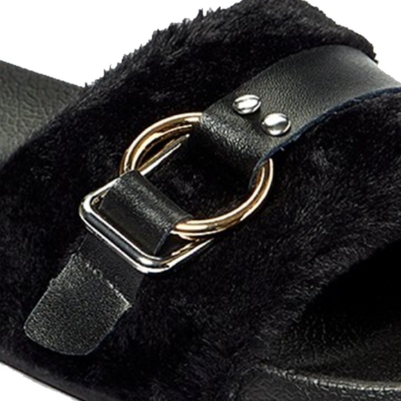 Urban Sport J Slides Super Soft Faux Fur Sandals Shoes Slip Ons NIB - Picture 6 of 9